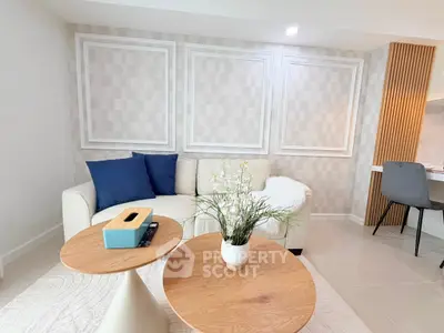 Modern living room with stylish decor and cozy seating area