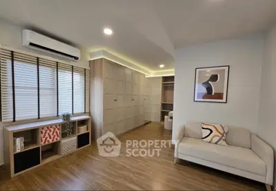 Modern living room with stylish decor and cozy seating area