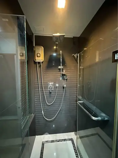 Modern bathroom with sleek shower design and glass enclosure