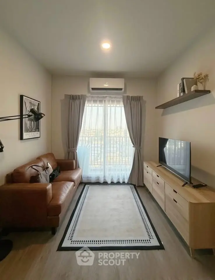 Cozy living room with modern decor and natural light