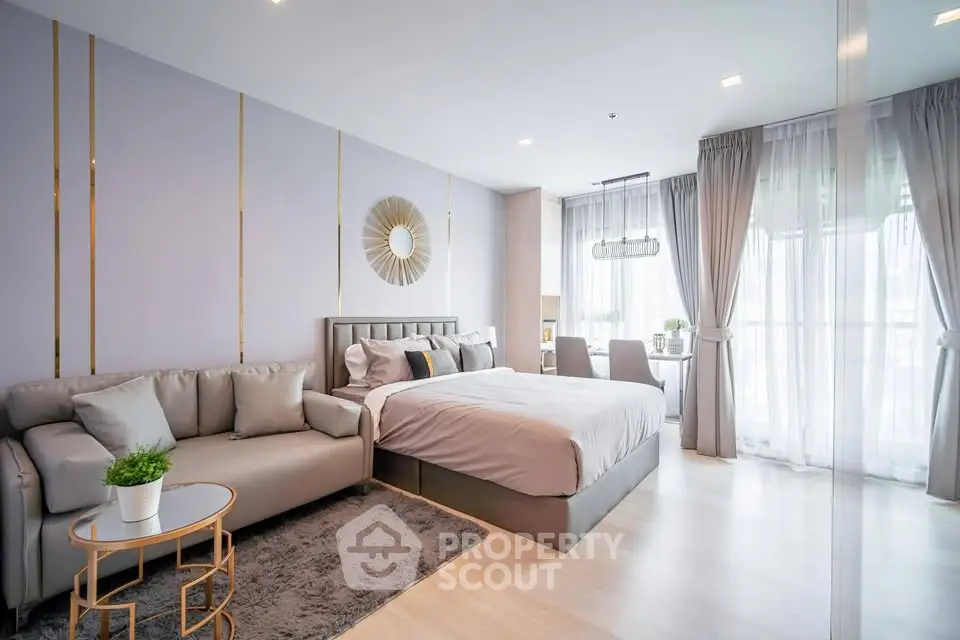 Luxurious modern bedroom with elegant decor and natural light
