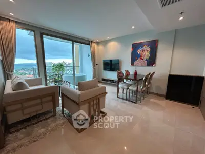 Luxurious living room with stunning view and elegant decor