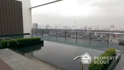 Stunning rooftop pool with panoramic city skyline view