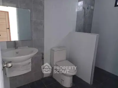 Modern bathroom with sleek fixtures and minimalist design